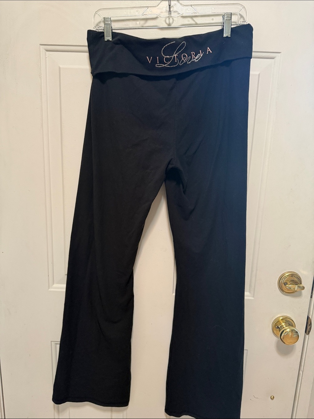 Victoria's Secret Black Fold-Over Waist Yoga Pants